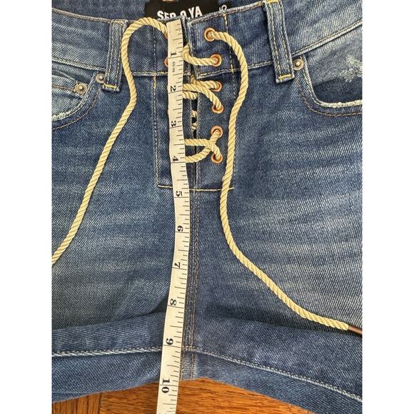 SER.O.YA Luca Lace Up Distressed Skinny Ankle Jeans in Cyprus Size 25 - Picture 10 of 16